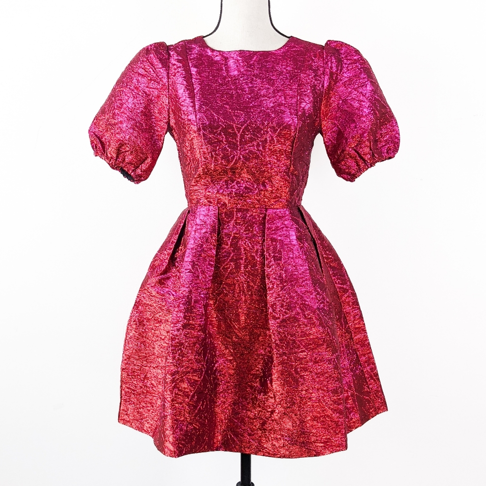 NWT Storia Crinkle Iridescent Open Back Mini Dress, Size Small